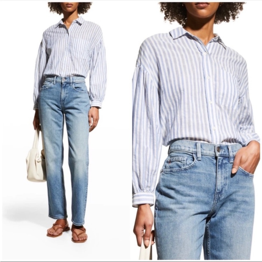 Rails Blue and White Striped Button-Down Shirt
